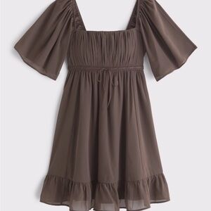 Abercrombie & Fitch Brown Flutter Sleeve Babydoll Dress